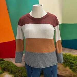 NWT Pinque XL Colorblock Sweater Rust Stone Minimalist Cozy Normcore Fall Layers